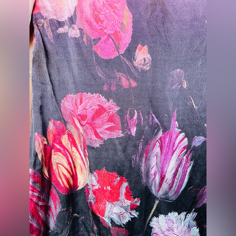Floral MONSOON Ombre SILK Dress with Pink & white BLOOMS dark gray OMBRE’ mini - Picture 7 of 11